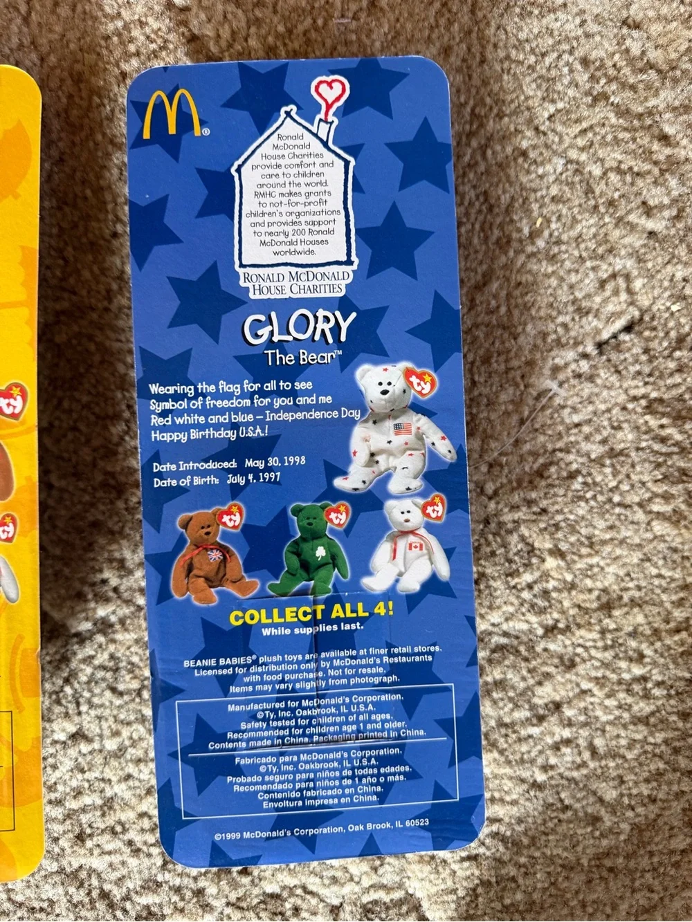 TY Teenie Beanie Babies International Bear Set - Maple, Erin, Britannia & Glory